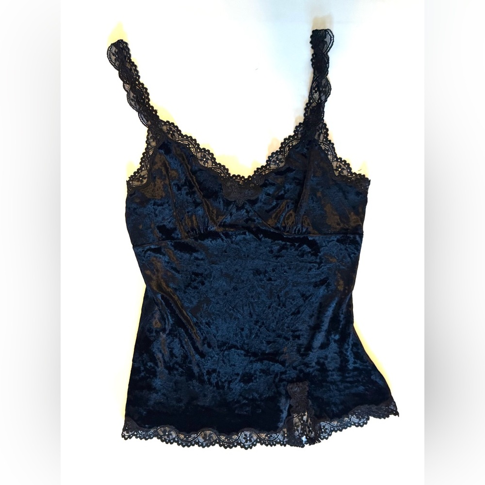 Express Black Lace Trim Velvet Tank Top